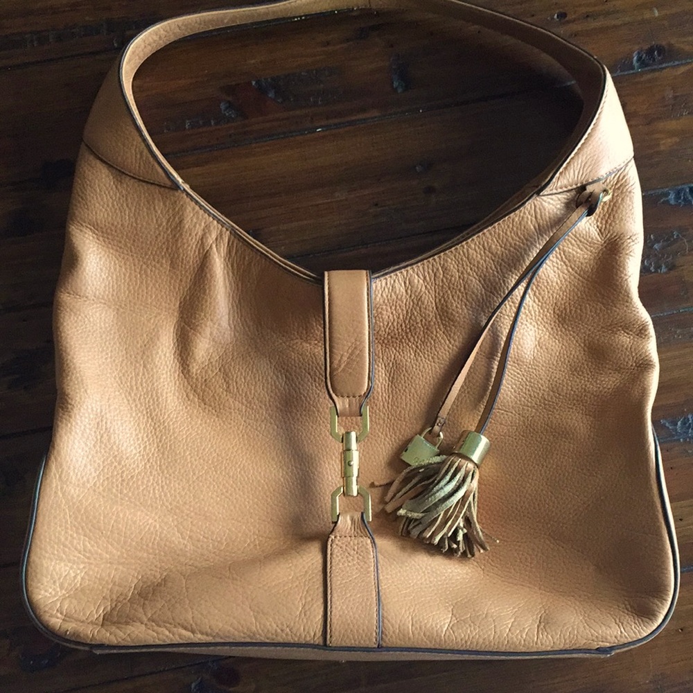 GILI real leather hobo in caramel brown